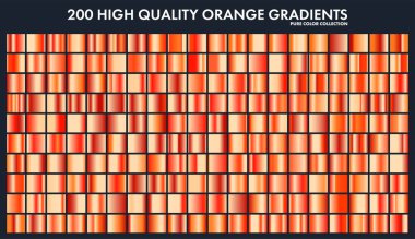 Turuncu krom gradyan, desen, şablonu ayarlayın. Güneş, meyve renk tasarımı için yüksek kaliteli degradeler topluluğu. Metalik doku, parlak metal arka plan. Metin, mockup, afiş, şerit için uygundur.
