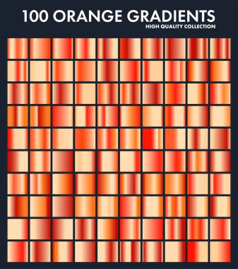 Turuncu krom gradyan, desen, şablonu ayarlayın. Güneş, meyve renk tasarımı için yüksek kaliteli degradeler topluluğu. Metalik doku, parlak metal arka plan. Metin, mockup, afiş, şerit için uygundur.