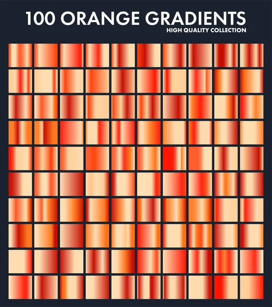Turuncu krom gradyan, desen, şablonu ayarlayın. Güneş, meyve renk tasarımı için yüksek kaliteli degradeler topluluğu. Metalik doku, parlak metal arka plan. Metin, mockup, afiş, şerit için uygundur. — Stok Vektör