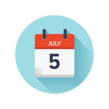 5 Temmuz. Düz günlük takvim simgesini vektör. Tarih ve saat, gün, ay 2018. Tatil. Sezon.