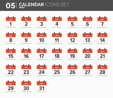 Olabilir. Takvim Icons set. Tarih ve saat. 2018 yıl.
