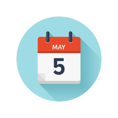 5 Mayıs. Düz günlük takvim simgesini vektör. Tarih ve saat, gün, ay 2018. Tatil. Sezon.