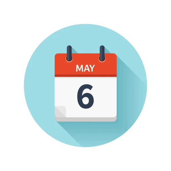 6 мая. Векторный плоский ежедневный календарь. Дата и время, день, месяц 2018. Праздник. Сезон . — стоковый вектор