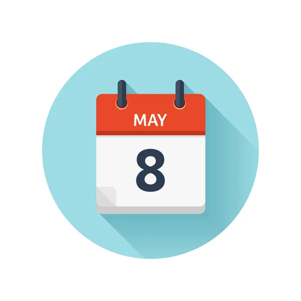 8. května. Byt denně Vektorové ikonu kalendáře. Datum a čas, den, měsíc 2018. Dovolená. Sezóny. — Stockový vektor