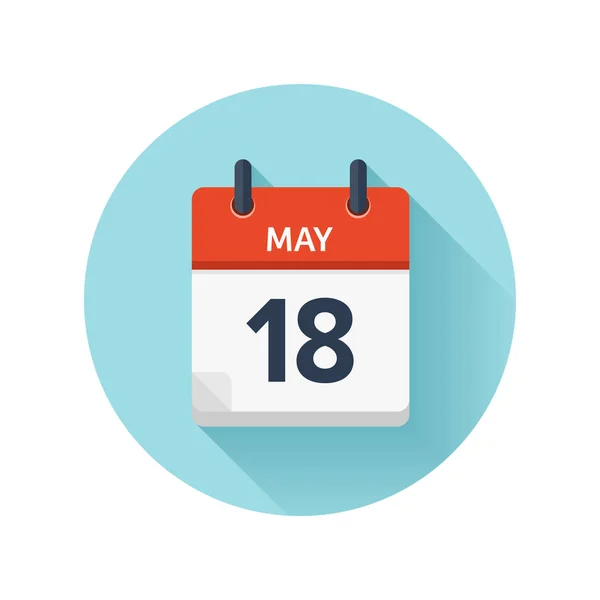 18. května. Byt denně Vektorové ikonu kalendáře. Datum a čas, den, měsíc 2018. Dovolená. Sezóny. — Stockový vektor