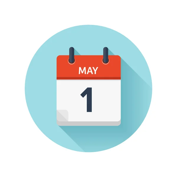 1 мая. Векторный плоский ежедневный календарь. Дата и время, день, месяц 2018. Праздник. Сезон . — стоковый вектор