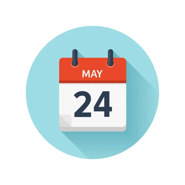 24 мая. Векторный плоский ежедневный календарь. Дата и время, день, месяц 2018. Праздник. Сезон . — стоковый вектор