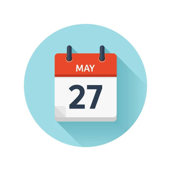 27. května. Byt denně Vektorové ikonu kalendáře. Datum a čas, den, měsíc 2018. Dovolená. Sezóny. — Stockový vektor