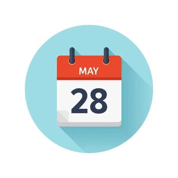 28. května. Byt denně Vektorové ikonu kalendáře. Datum a čas, den, měsíc 2018. Dovolená. Sezóny. — Stockový vektor
