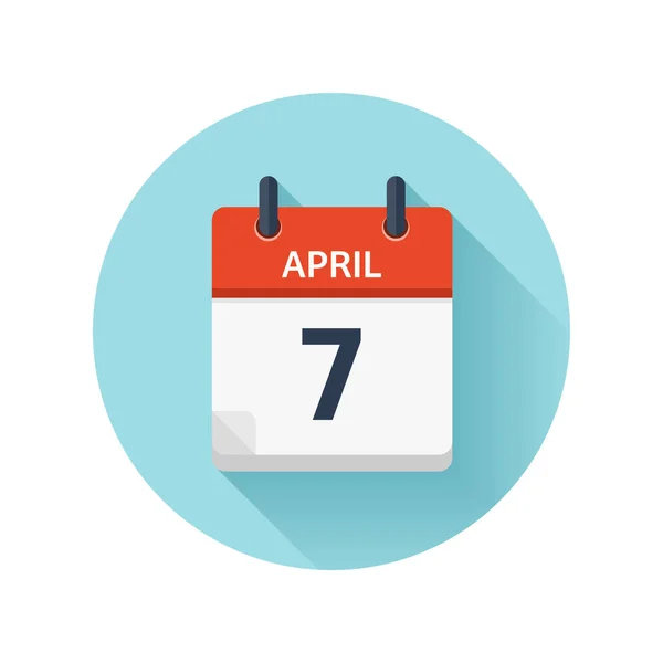 7 kwietnia. Wektor mieszkanie codziennie ikonę kalendarza. Data i czas, dzień, miesiąc 2018 r. Holiday. Sezon. — Wektor stockowy