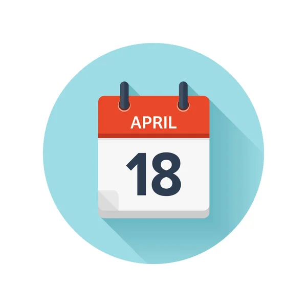 18 kwietnia. Wektor mieszkanie codziennie ikonę kalendarza. Data i czas, dzień, miesiąc 2018 r. Holiday. Sezon. — Wektor stockowy