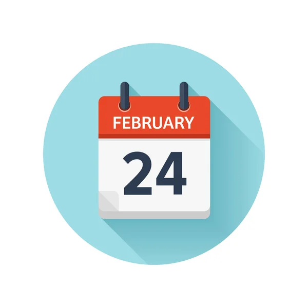 Február 24-én. Vektor-lapos napi naptár ikonra. Dátum és idő, nap, hónap 2018. Nyaralás. Szezon. — Stock Vector