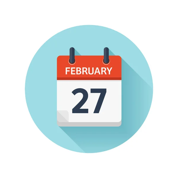 2 월 27 일입니다. 매일 아파트 캘린더 아이콘 벡터. 날짜 및 시간, 일, 월 2018입니다. 휴일입니다. 시즌. — 스톡 벡터