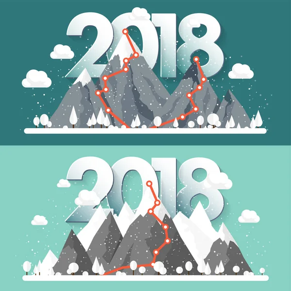 Kış, kar ile 2018 en yüksek dağlarda. Doğa manzara. Noel seyahat. Yürüyüş ve kamp. Düz stil.