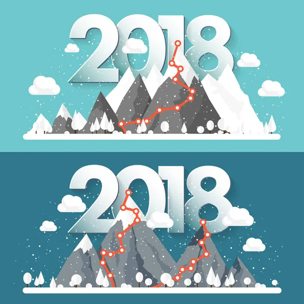 Kış, kar ile 2018 en yüksek dağlarda. Doğa manzara. Noel seyahat. Yürüyüş ve kamp. Düz stil.