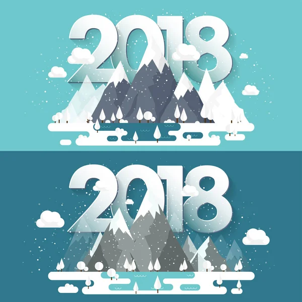 Kış, kar ile 2018 en yüksek dağlarda. Doğa manzara. Noel seyahat. Yürüyüş ve kamp. Düz stil.