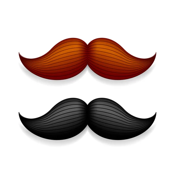 Mustache isolado em branco. Bigode preto vetor vintage. Cabelo facial. Barbeiro. Coleção retrô. Barba de Hipster . — Vetor de Stock