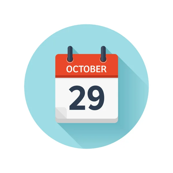 October 29. Vector flat daily calendar icon. Date and time, day, month 2018. Holiday. Season. — Stock Vector