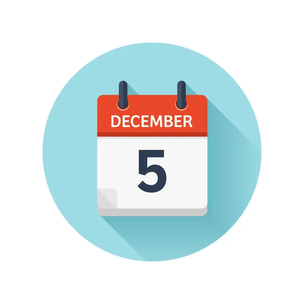 12 월 5 일입니다. 매일 아파트 캘린더 아이콘 벡터. 날짜 및 시간, 일, 월 2018입니다. 휴일입니다. 시즌. — 스톡 벡터