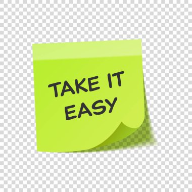 Yapışkan Not metin ve arka plan şeffaf sette izole gölge ile. Yeşil kağıt. Notepaper iletide. Hatırlatma. Vektör çizim.