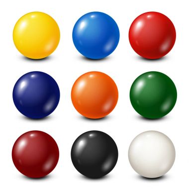 Piyango, Bilardo, havuz topları toplama. Snooker. Beyaz arka plan. Vektör çizim.