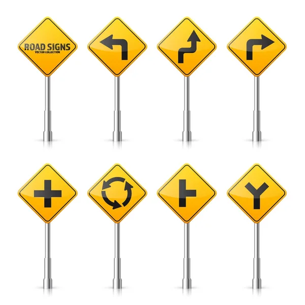 Road signs collection isolated on white background. Road traffic control.Lane usage.Stop and yield. Regulatory signs. — Stock Vector