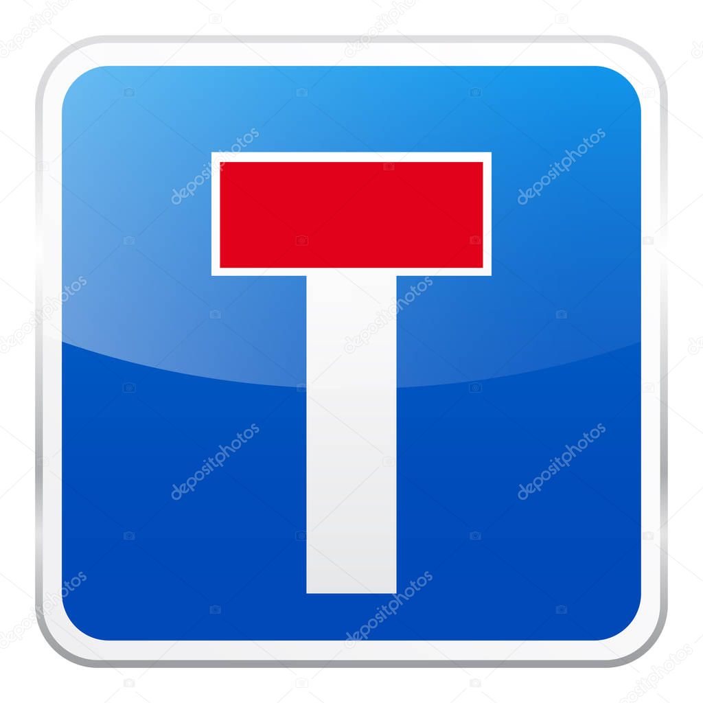 Road blue sign on white background. Road traffic control.Lane usage. Regulatory sign. Street.