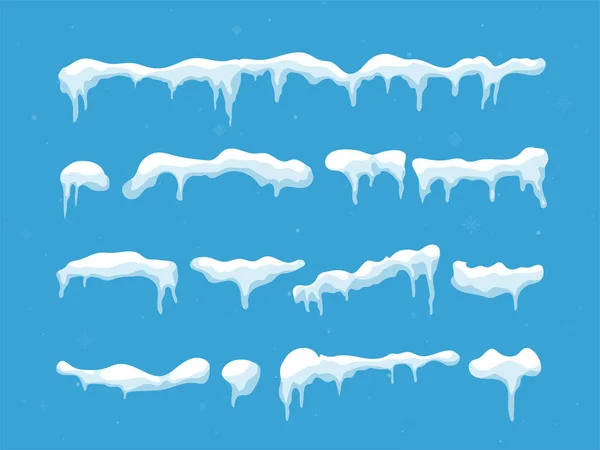 Nieve, casquete. Nevadas con copos de nieve. Temporada de invierno. Aislado sobre fondo blanco . — Archivo Imágenes Vectoriales