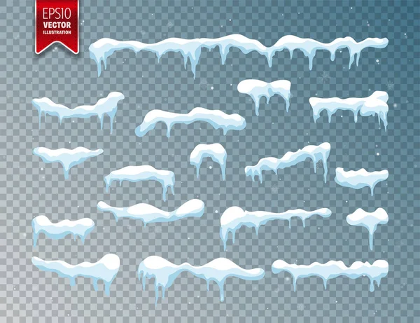 Nieve, casquete. Nevadas con copos de nieve. Temporada de invierno. Aislado sobre fondo transparente . — Archivo Imágenes Vectoriales
