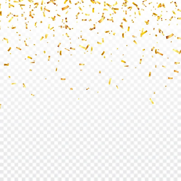 Vánoční zlaté konfety. Padající lesklé konfety se třpytí zlatou barvou. Nový rok, narozeniny, Valentýn designový prvek. Rekreační pozadí. — Stockový vektor