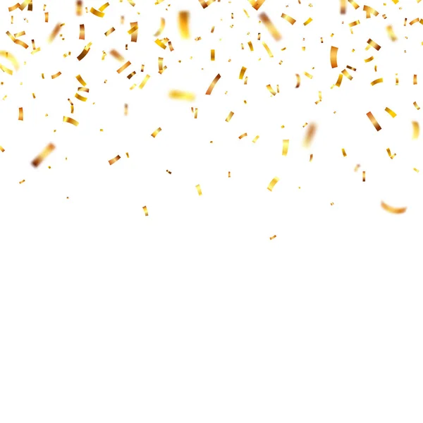 Confeti de oro de Navidad. La caída de confeti brillante brilla en color oro. Año nuevo, cumpleaños, elemento de diseño del día de San Valentín. Fondo de vacaciones. — Archivo Imágenes Vectoriales