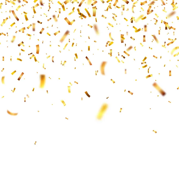 Noel altın konfetisi. Düşen parlak konfeti altın renginde parıldıyor. Yeni yıl, doğum günü, sevgililer günü tasarım öğesi. Tatil arkaplanı.