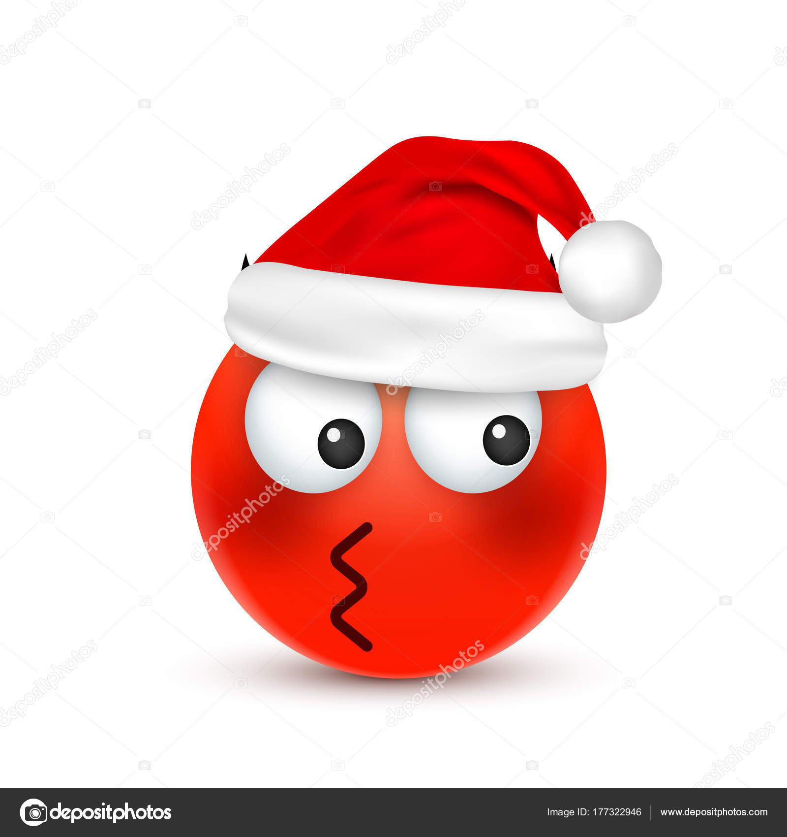 Smileyemoticon Red Emoji Face With Emotions And Christmas Hat