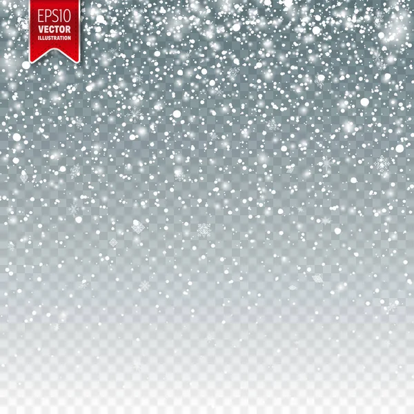 Nieve con copos de nieve. Fondo de invierno para vacaciones de Navidad o Año Nuevo. Caída del efecto nieve. Tormenta helada, nevadas, hielo . — Vector de stock