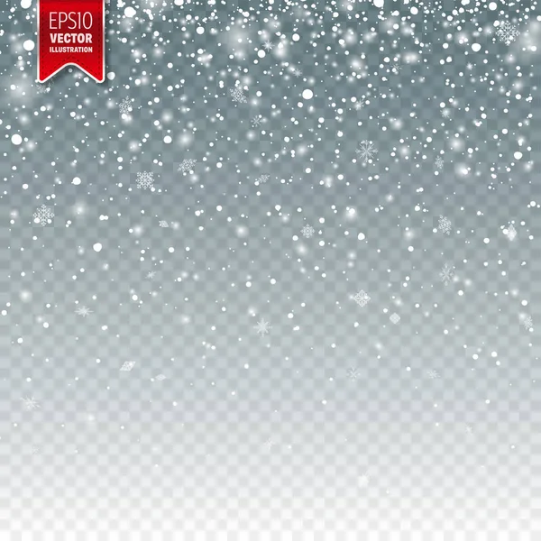 Сніг зі сніжинками. Зимовий фон для різдвяних або новорічних свят. Падіння снігового ефекту. Морозний шторм, снігопад, лід . — стоковий вектор
