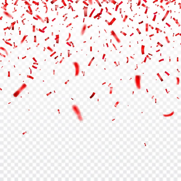 Yılbaşı, Sevgililer günü kırmızı konfeti şeffaf arka plan üzerinde. Düşen parlak konfeti pırıltılar. Festival parti tasarım öğeleri.
