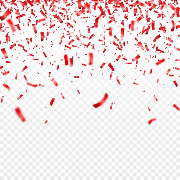 Yılbaşı, Sevgililer günü kırmızı konfeti şeffaf arka plan üzerinde. Düşen parlak konfeti pırıltılar. Festival parti tasarım öğeleri.