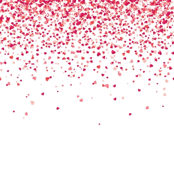 Confetti hart. Valentines, Womens, moeders dag achtergrond met dalende rode en roze papier harten, bloemblaadjes. Bruiloft wenskaart. 14 februari, liefde. Witte achtergrond. — Stockvector