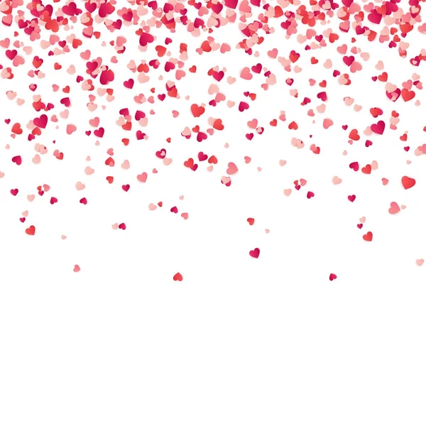 Κομφετί καρδιά. Ημέρα του Αγίου Βαλεντίνου, γυναικεία, μητέρες ημέρα φόντο με πτώση χαρτί κόκκινο και ροζ καρδιές, πέταλα. Ευχετήρια κάρτα γάμου. 14 Φεβρουαρίου, η αγάπη. Λευκό φόντο. — Διανυσματικό Αρχείο