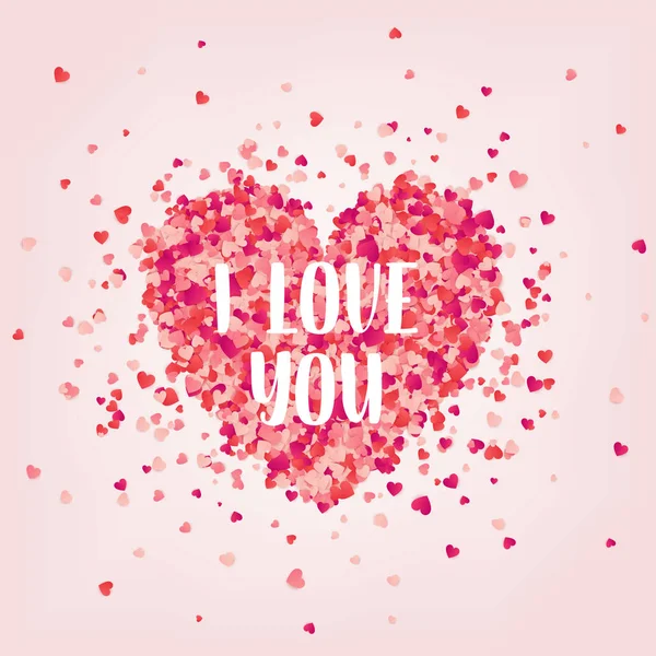 День святого Валентина красный фон с сердцами. Символ любви. 14 февраля. Люблю тебя. Будь моей валентинкой. Письмо, каллиграфия. Конфетти . — стоковый вектор