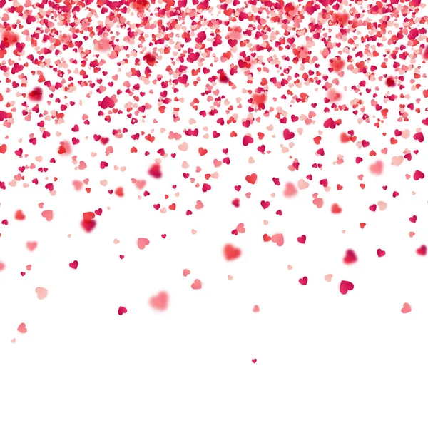 Saint Valentin fond rouge avec des cœurs flous. Symbole d'amour. Le 14 février. Je t'aime. Sois ma valentine. Confettis cardiaques . — Image vectorielle