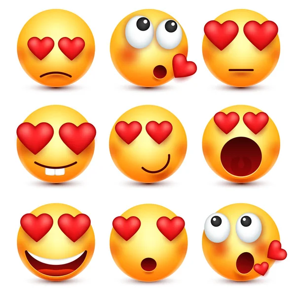 Sevgililer günü smiley. Emoji kalp ile. Aşk, 14 Şubat.