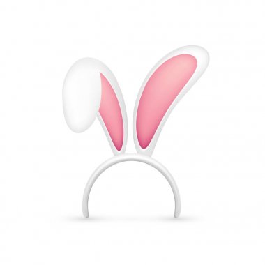 Paskalya Bunny kulaklar. Tavşan kulağı olan pembe ve beyaz maskesi. Bahar mevsimlik sevimli şapka. Nisan, Mart tatil.
