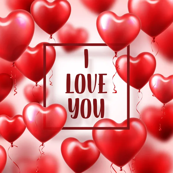 День святого Валентина абстрактный фон с красными 3d шариками. В форме сердца. 14 февраля, милая. Романтическая свадебная открытка . — стоковый вектор