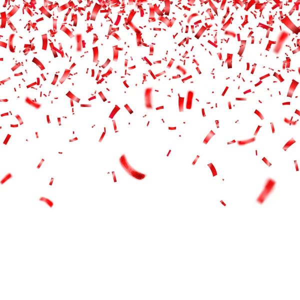 クリスマス、バレンタインの日赤い紙吹雪背景を透明にします。落下の光沢のある紙吹雪は光る。お祝いパーティー デザイン要素. — ストックベクタ