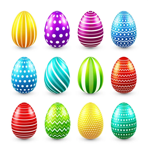 Velikonoční vajíčka barevné nastavení. Jaro. Svátky v dubnu. Dárek. Sezónní slavnost. Lov vajíček. Neděle. — Stockový vektor