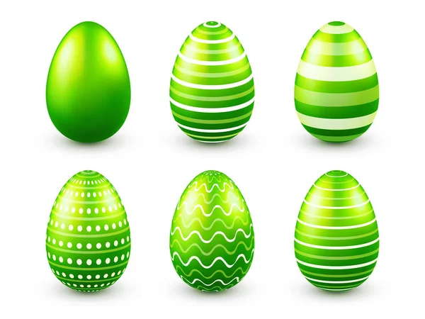 Velikonoční vajíčka zelená sada. Jaro. Svátky v dubnu. Dárek. Sezónní slavnost. Lov vajíček. Neděle. — Stockový vektor