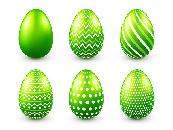 Paaseieren groen ingesteld. Lente. Vakantie in April. Geschenk. Seizoensgebonden viering. Egg hunt. Zondag. — Stockvector