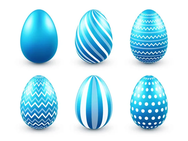 Πασχαλινά αυγά μπλε σετ. Την άνοιξη. Διακοπές τον Απρίλιο. Δώρο. Εποχιακή γιορτή. Αυγό κυνήγι. Κυριακή. — Διανυσματικό Αρχείο