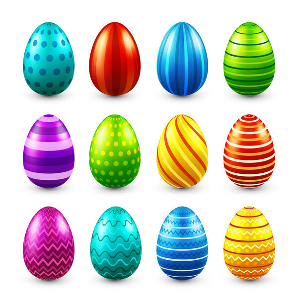 Easter eggs colored set. Spring. Holidays in April. Gift. Seasonal celebration.Egg hunt. Sunday.Food.